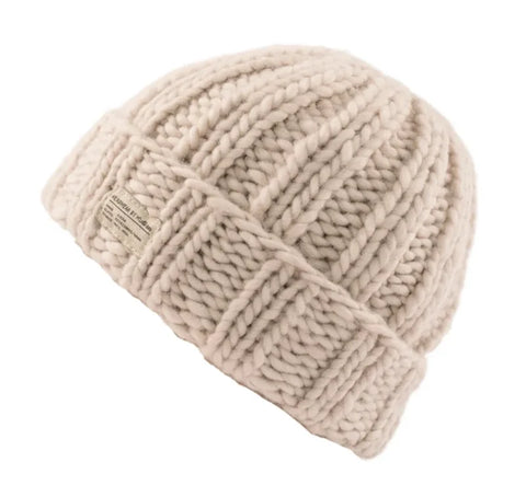 Kusan PK2525 Beanie Turn Up Thick Yarn Oatmeal