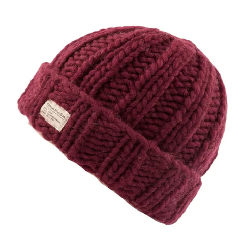 Kusan PK2525 Beanie Turn Up Thick Yarn Plum