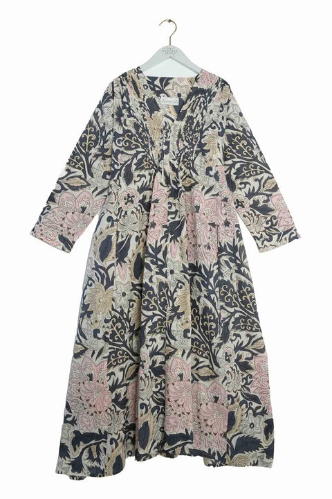 One Hundred Stars Block Taupe Pinch Pleat Dress