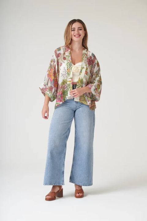 One Hundred Stars Boho Garden Ecru Kimono