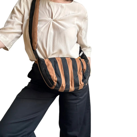 Sixton London Brixton Cross Body Sling Bag Stripe Print Small