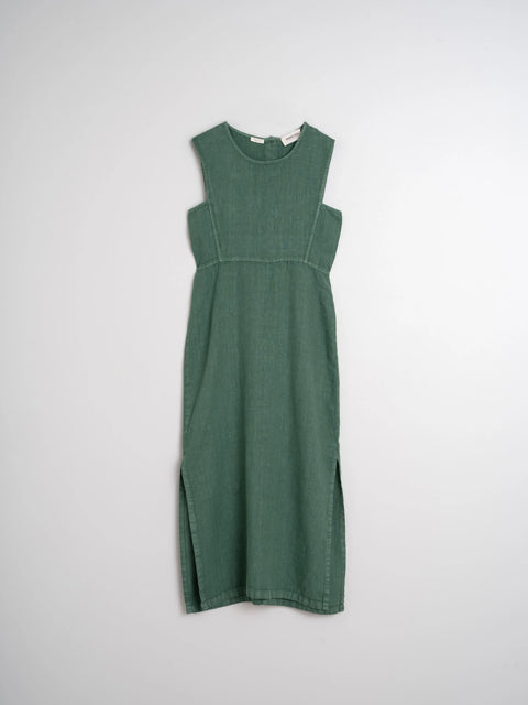 Indi & Cold CC253 Smock Dress In Emerald Green