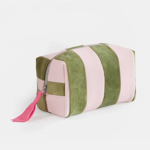 Caroline Gardner Gifts CCB119 Pink/Green Stripe Cube Cosmetic Bag