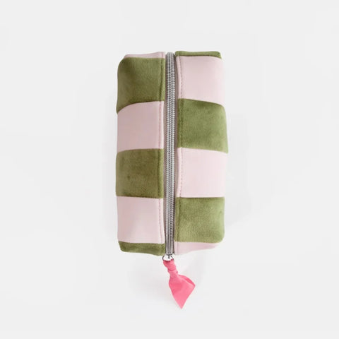 Caroline Gardner Gifts CCB119 Pink/Green Stripe Cube Cosmetic Bag