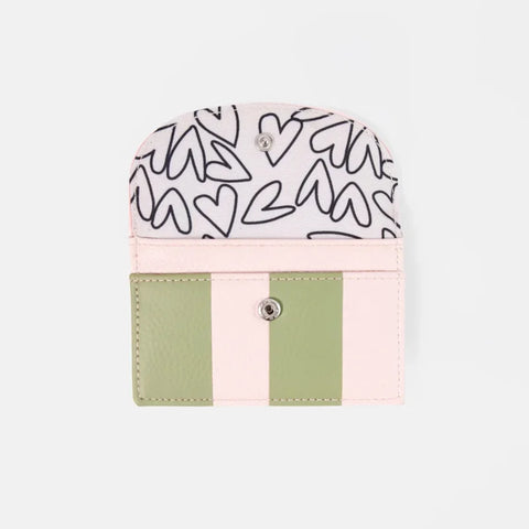 Caroline Gardner Gifts CCP128 Green/Pink Stripe Cardholder Coin Purse