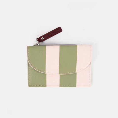 Caroline Gardner Gifts CCP128 Green/Pink Stripe Cardholder Coin Purse