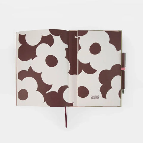 Caroline Gardner Gifts CDP104 Pink/Green Stripe Slim Casebound Notebook & Pen