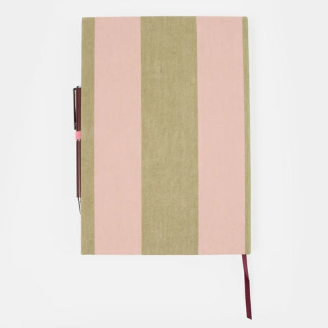 Caroline Gardner Gifts CDP104 Pink/Green Stripe Slim Casebound Notebook & Pen