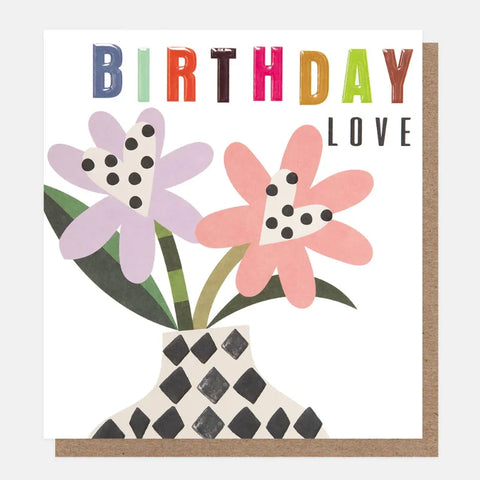 Caroline Gardner Cards CHQ003 Birthday Love Vase With Flowers Card