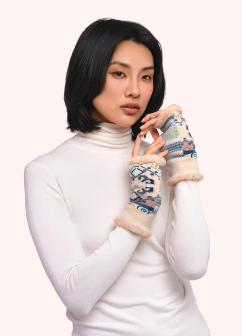 Powder COS146 Scandi Cosy Wrist Warners In Cream Mix