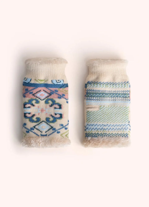 Powder COS146 Scandi Cosy Wrist Warners In Cream Mix
