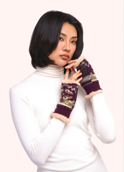 Powder COS147 Scandi Cosy Wrist Warners In Damson Mix