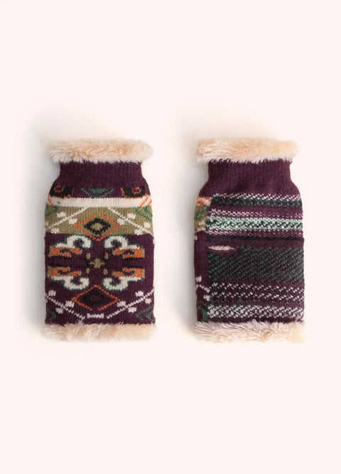 Powder COS147 Scandi Cosy Wrist Warners In Damson Mix