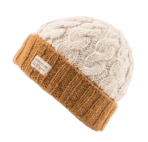 Kusan PK2528 Cable Beanie Turn Up Toffee Cream