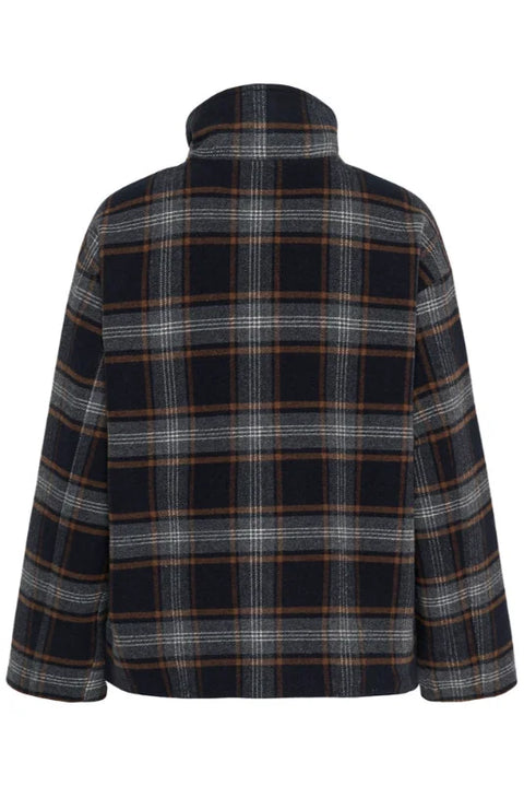 Part Two Celly Outerwear Coat In Dark Navy Check