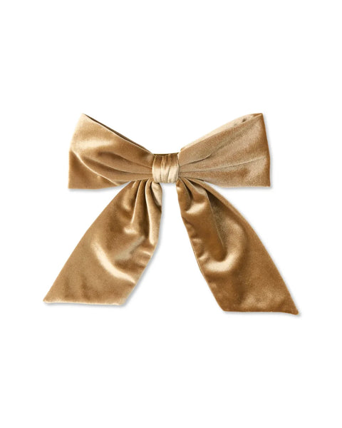 Chalk Bury Velvet Large Bow Hair Clip In Champagne