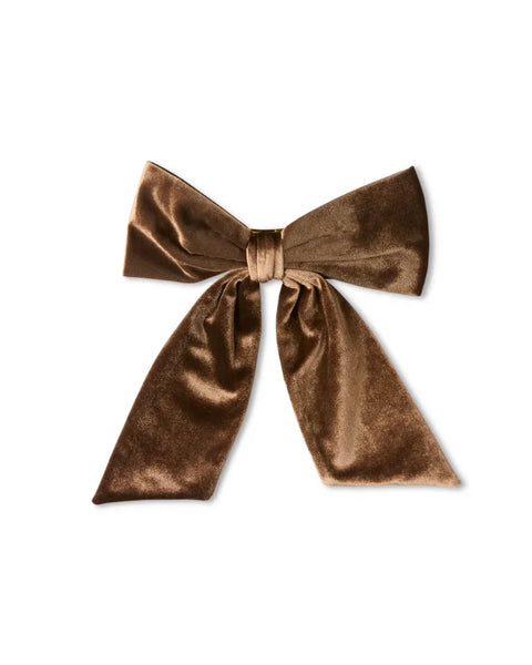 Chalk Bury Velvet Large Bow Hair Clip In Bear Brown