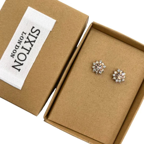 Sixton London Champagne Flower Sparkle Earrings