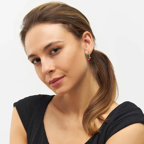 LULU Copenhagen LULU1381 Cherry Ear stud In Ruby Red