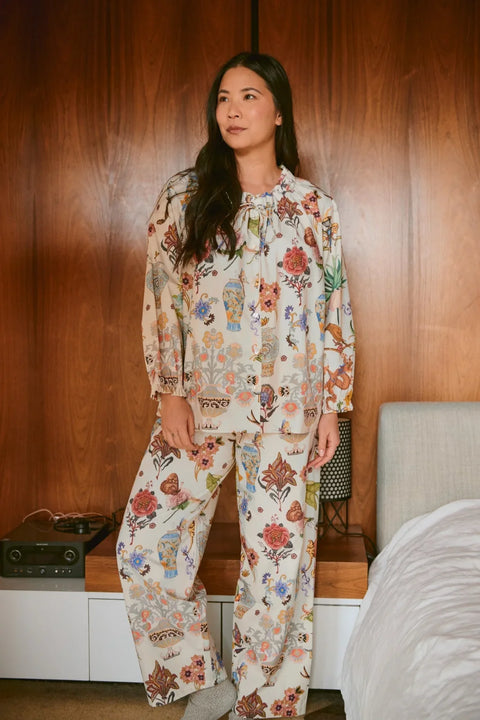 One Hundred Stars Cornucopia Ivory Poplin Pajama Set