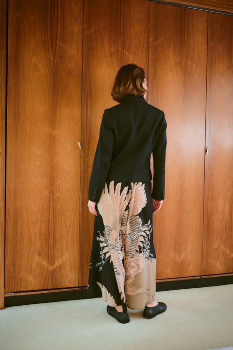 One Hundred Stars Crane Black Crepe Palazzo Pants
