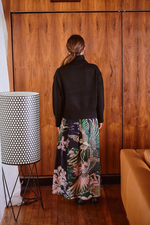 One Hundred Stars Crane Emerald A Line Maxi Skirt