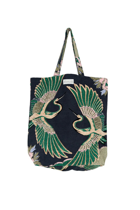 One Hundred Stars Crane Emerald Canvas Bag