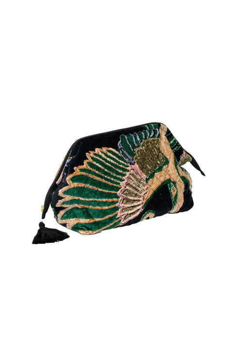 One Hundred Stars Crane Emerald Velvet Pouch