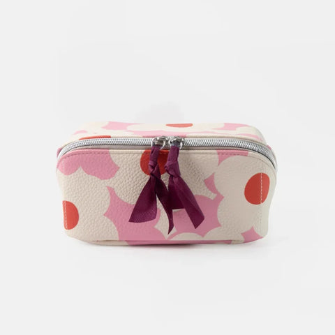 Caroline Gardner Gifts DCB106 Pink Flower Diagonal Cosmetic Bag