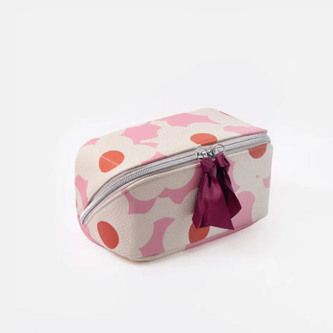 Caroline Gardner Gifts DCB106 Pink Flower Diagonal Cosmetic Bag