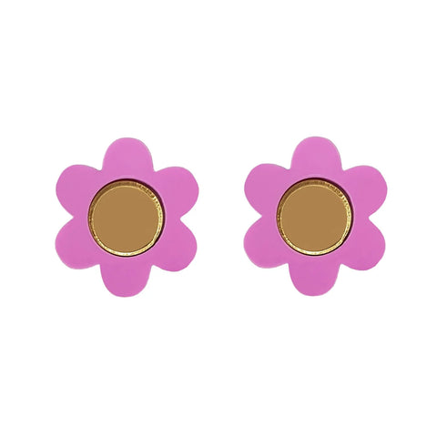 Natalie Owen DY3 Daisy Flower Stud Earrings in Purple