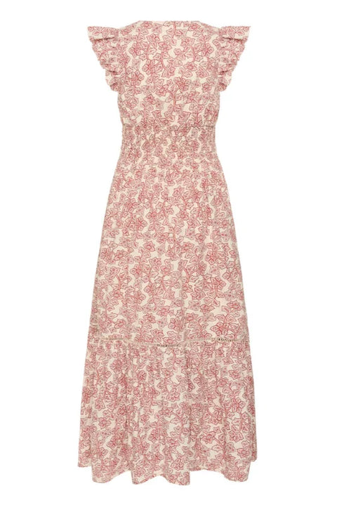 Part Two Diza Dress-light woven In Roasted Russet Leaf Print