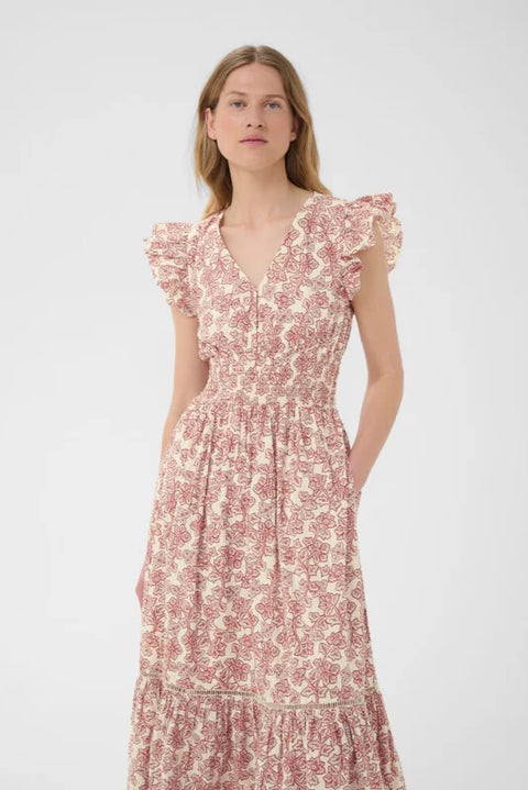 Part Two Diza Dress-light woven In Roasted Russet Leaf Print