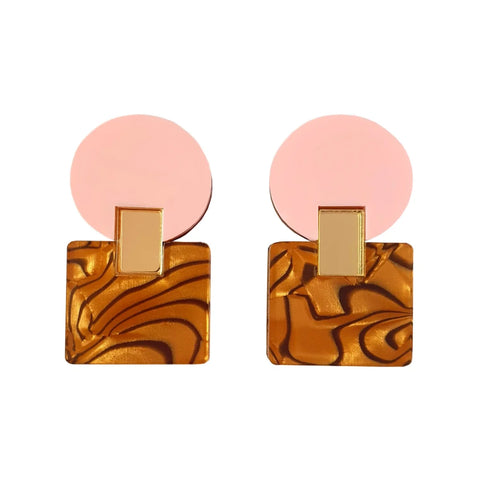 Natalie Owen DN3 Donna Statement Earrings in Honey Shell Pattern