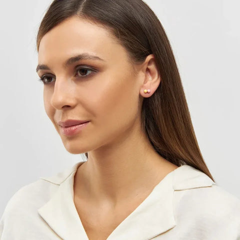 LULU Copenhagen LULU1254 Double Color Ball Ear stud In Light Pink/Yellow