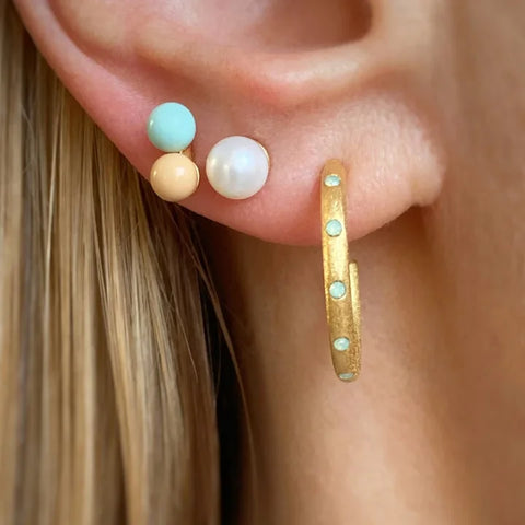 LULU Copenhagen LULU1254 Double Color Ball Ear stud In Mint/Dessert Mist