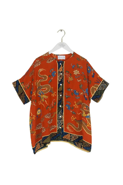 One Hundred Stars Dragon Rust Tea Blouse S/M TBLDRGRUS