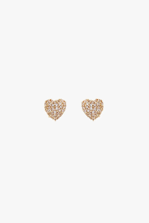 Tutti & Co  EA638G Pave Heart Earrings Gold