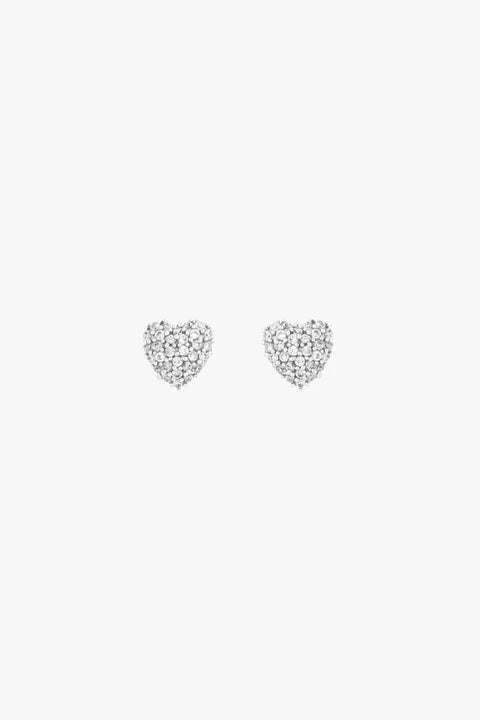 Tutti & Co  EA638S Pave Heart Earrings Silver
