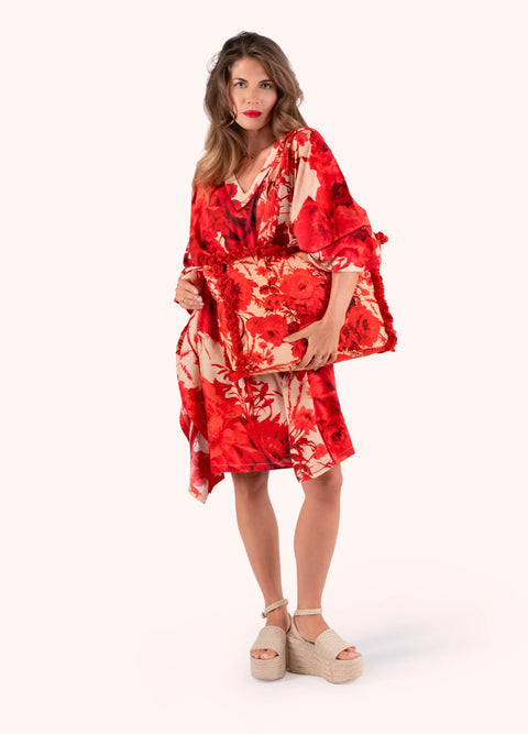 Powder FBT7 Rouge Blooms Fringe Box Cotton Tote