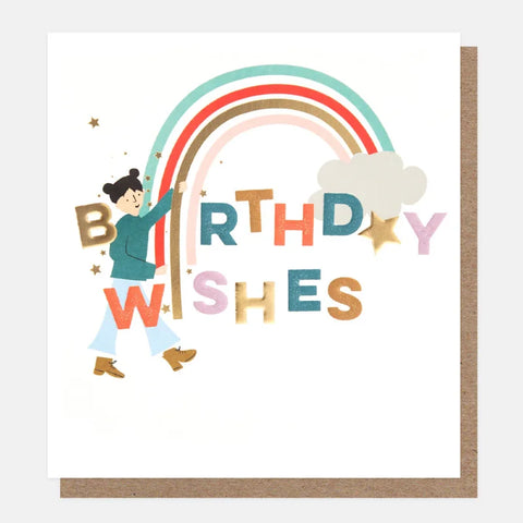 Caroline Gardner Cards FES009 Rainbow & Stars Birthday Wishes Card