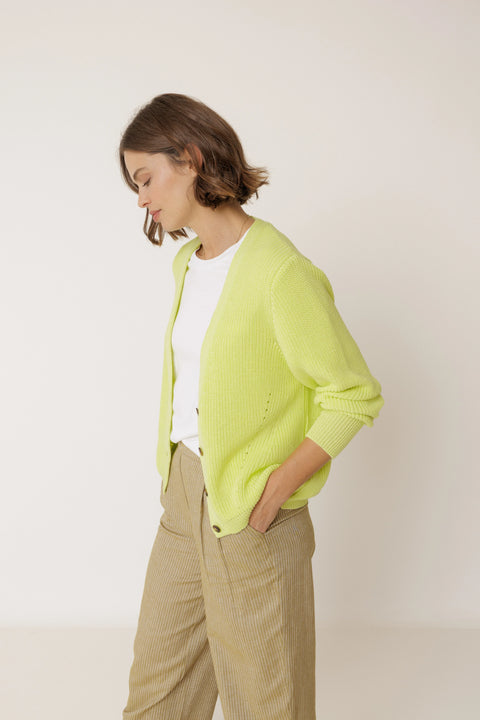 Indi & Cold FG530 Half cardigan Jacket In Yellow