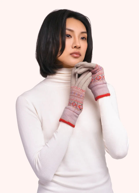 Powder FIG1 Fair Isle Gloves In Cream Mix