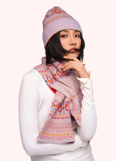 Powder FIS1 Fair Isle Scarf In Cream Mix