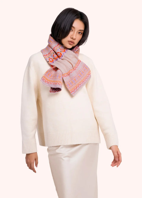 Powder FIS1 Fair Isle Scarf In Cream Mix