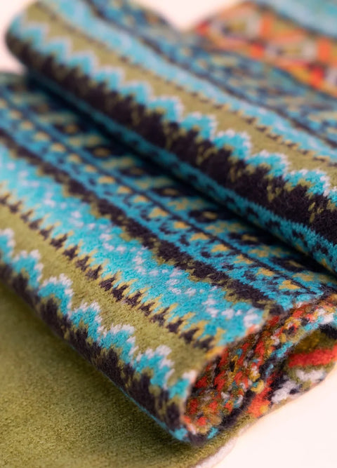 Powder FIS2 Fair Isle Scarf In Teal Mix
