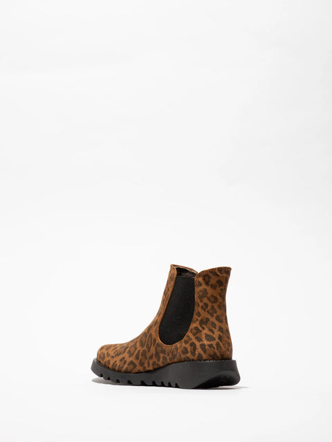 Fly London Salv195 Suede Leopard In Camel