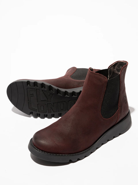 Fly London Salv195 Antique Suede In Burgundy