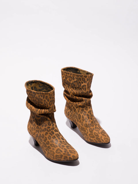Fly London Pulk484 Leopard Suede In Camel