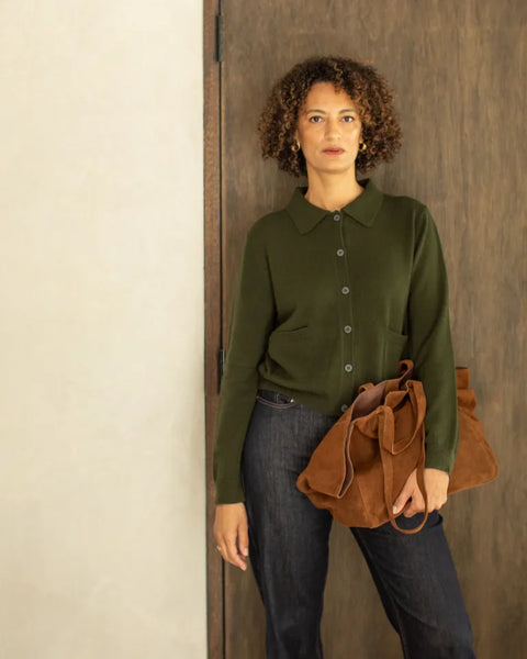 Chalk Eden Cardigan In Dark Olive